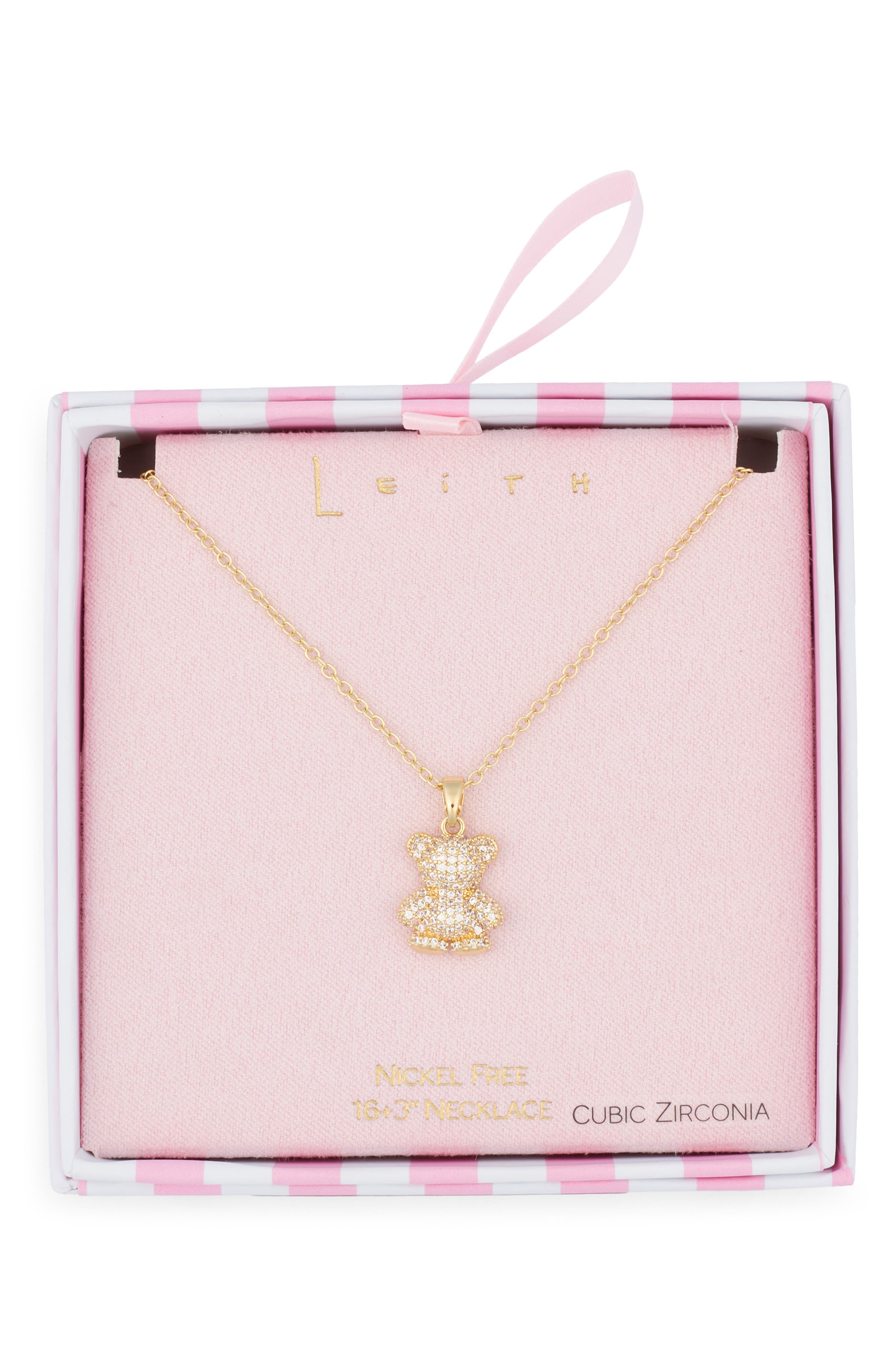 Leith Pavé CZ Teddy Bear Pendant Necklace