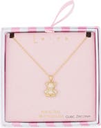 Leith Pavé CZ Teddy Bear Pendant Necklace