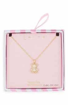 Leith Pavé CZ Teddy Bear Pendant Necklace
