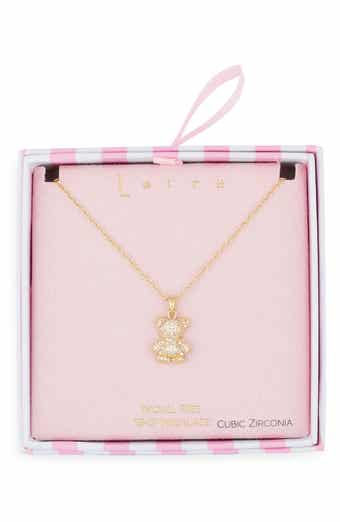 Pavé CZ Teddy Bear Pendant Necklace