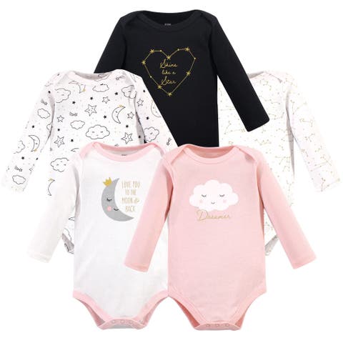 Soft Cotton Long-Sleeve Bodysuits (Five Count) (Baby)