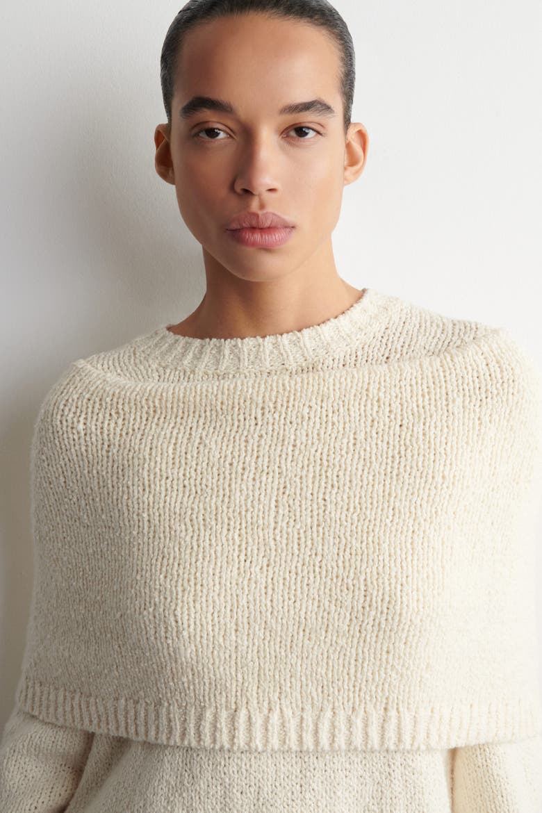 Layered Shawl Merino-Cashmere Sweater, Alternate, color, WHITE