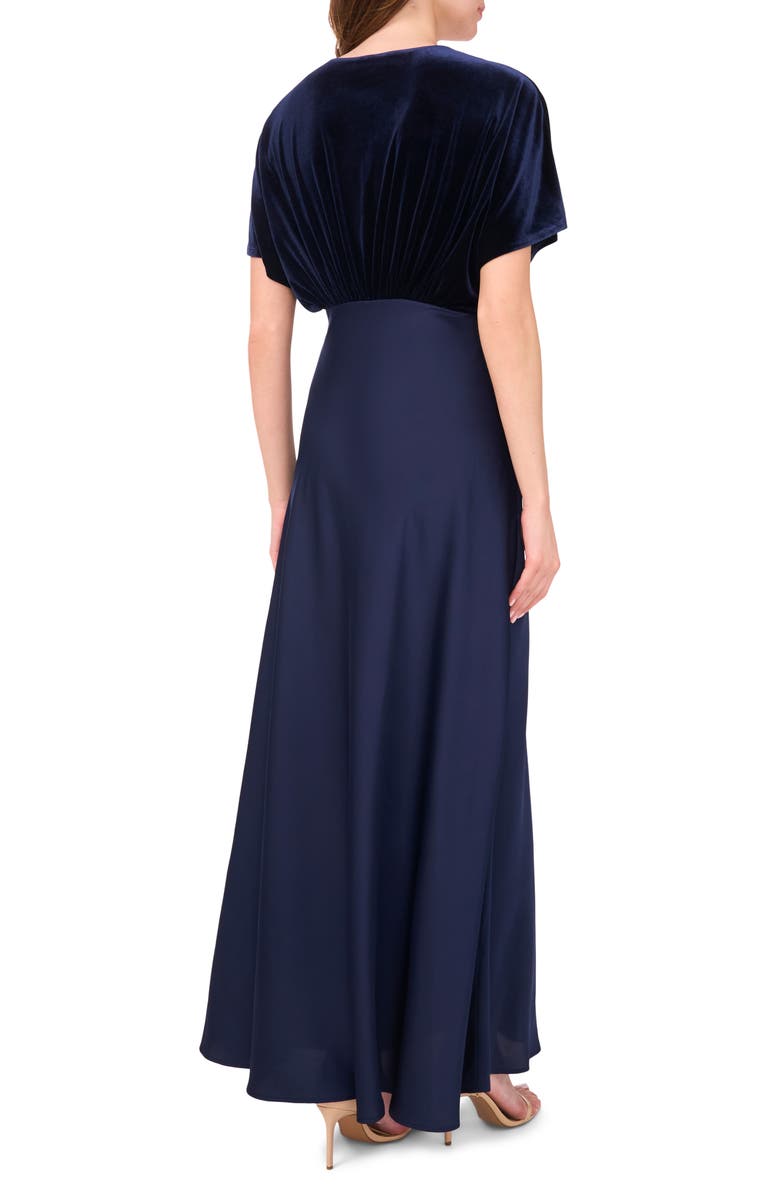 CeCe Dolman Sleeve Velvet & Satin Dress, Alternate, color, Classic Navy 407