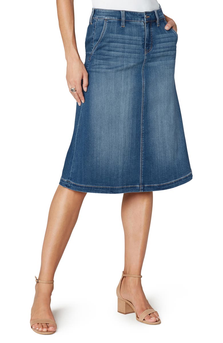 Liverpool Los Angeles Circle Denim Skirt, Alternate, color, 