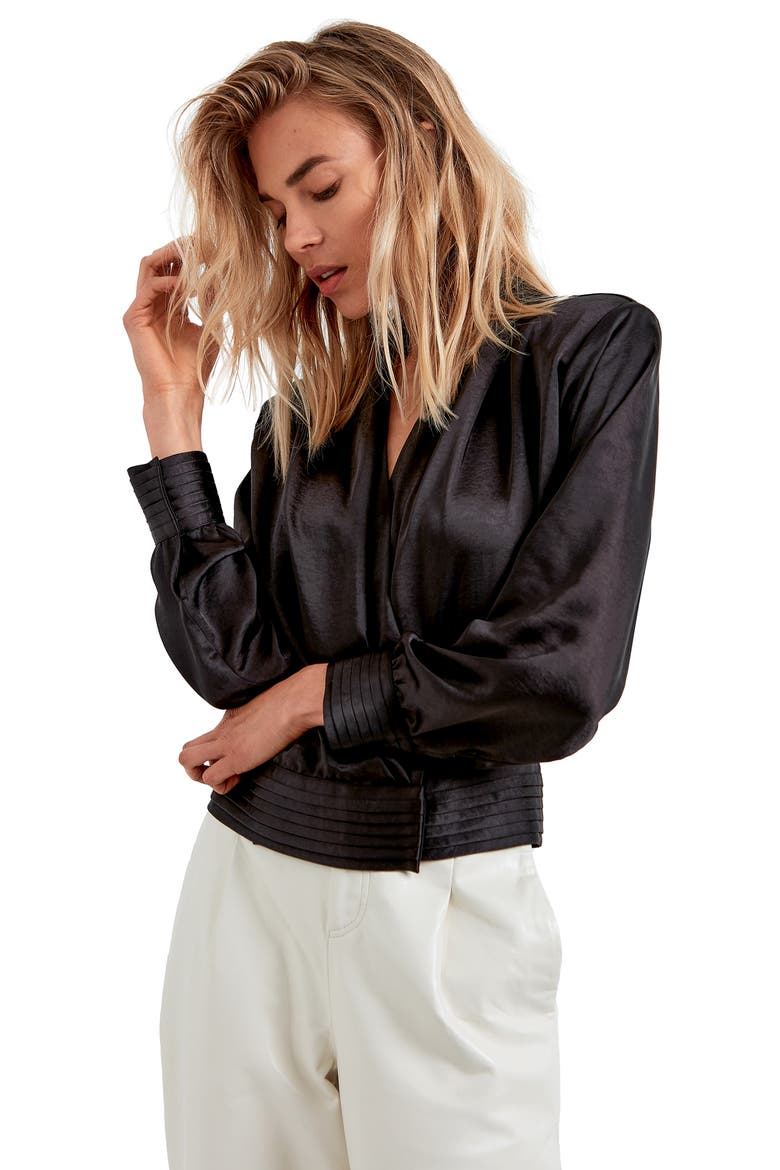 Crema Wrap Blouse, Alternate, color, BLACK