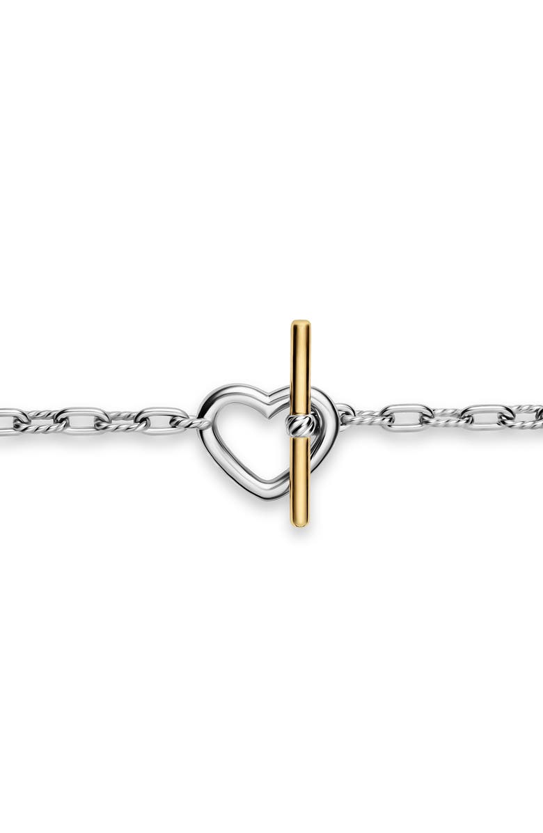David Yurman DY Madison Heart Toggle Bracelet in Sterling Silver & 18K Yellow Gold, 3mm, Alternate, color, Silver