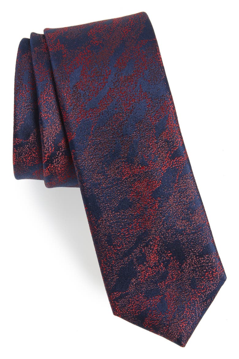 Gypsum Camo Silk Tie, Main, color, RED