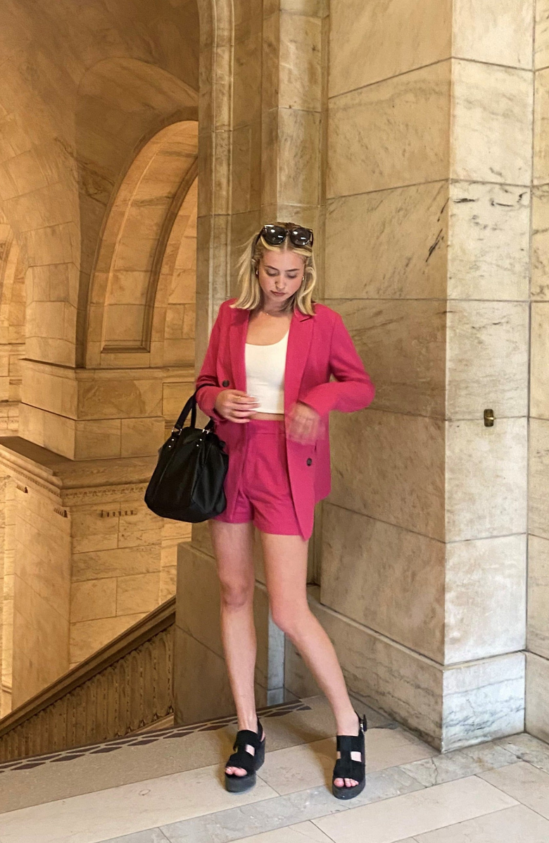 BLUE REVIVAL Trouser Short, Alternate, color, Fuchsia