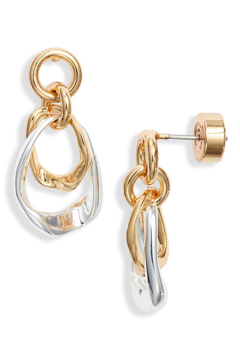 Demi Fine Frontal Hoop Drop Earrings, Main, color, 14K GOLD- STERLING PLATED