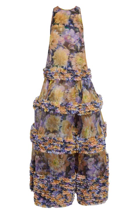 Luna Ruffle Silk Organza Maxi Dress