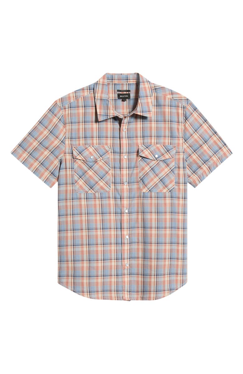 Brixton The Breezy Wayne Plaid Short Sleeve Shirt, Alternate, color, Blue Multi Plaid