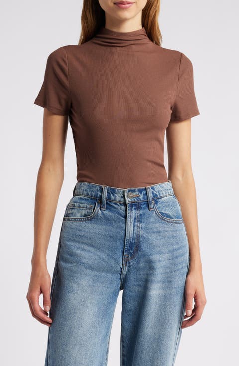 Blanche Mock Neck Rib Top