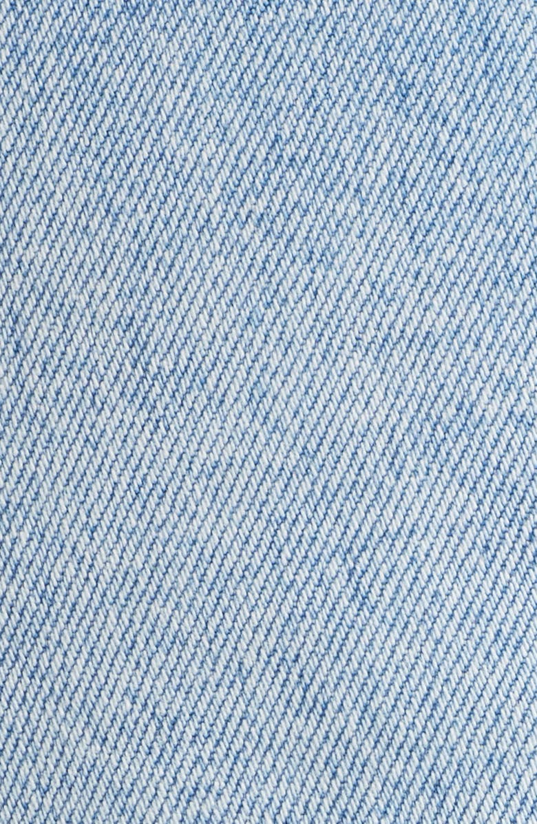 Topshop Editor High Waist Mid Thigh Denim Shorts, Alternate, color, Light Blue