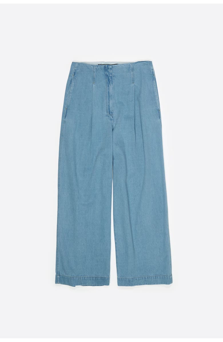 Bimba y Lola Loose-Fit Washed Denim Trousers, Alternate, color, Light Denim Blue