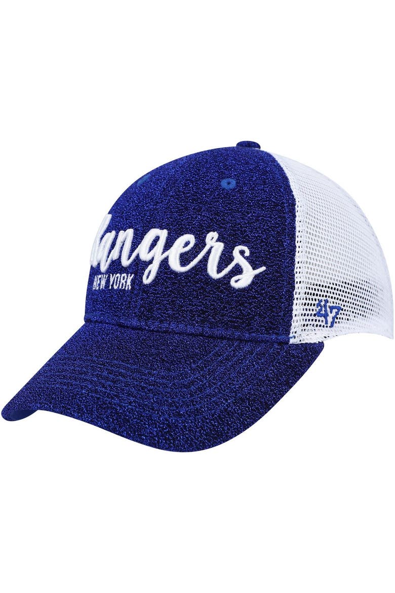 Women's '47 Blue/White New York Rangers Encore MVP Trucker Snapback Hat, Main, color, Blue