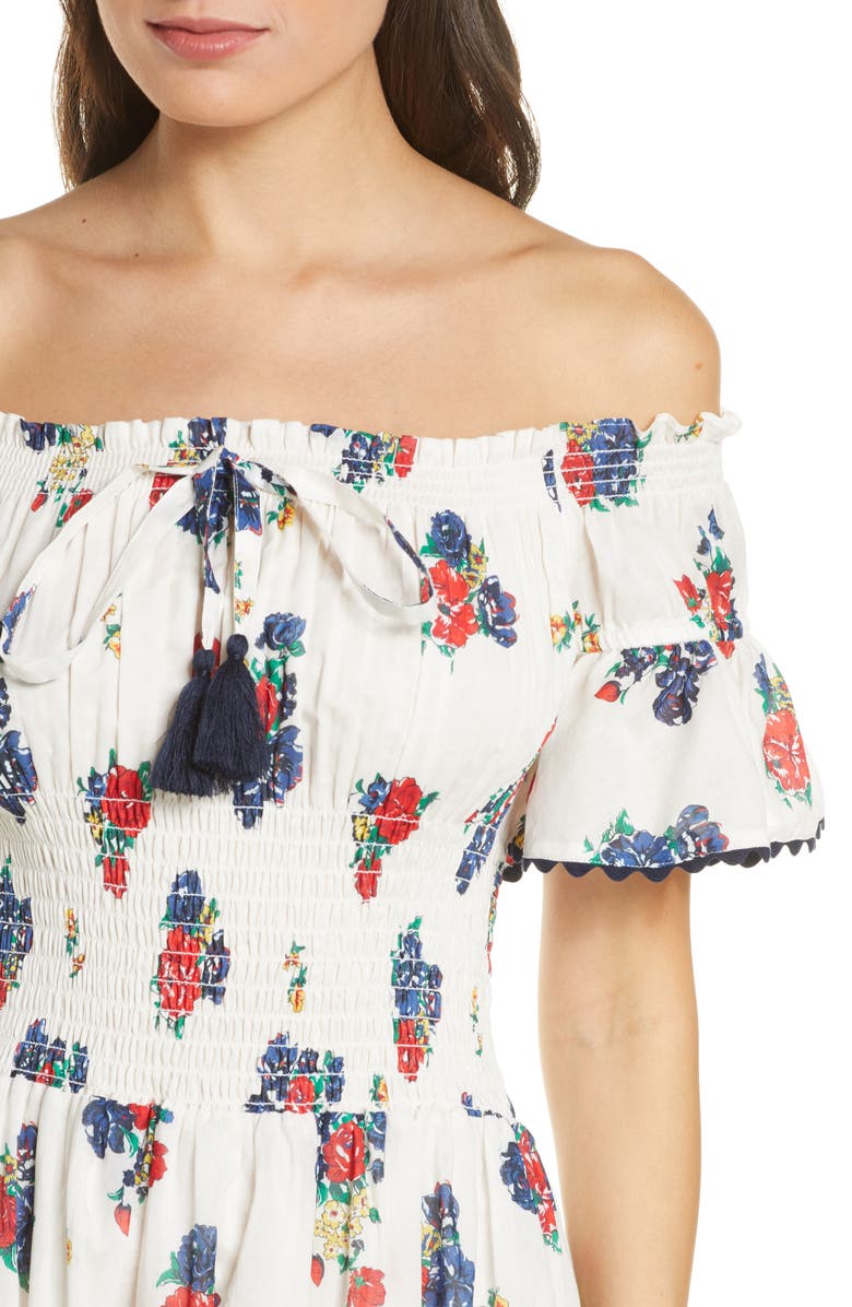 Tory Burch Meadow Folly Off the Shoulder Cover-Up Dress, Alternate, color, 