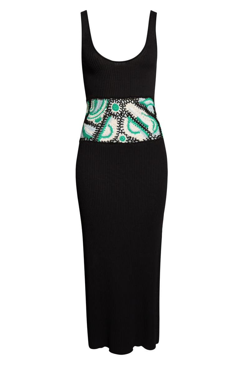 Fiana Sleeveless Knit Dress, Alternate, color, BLACK/ BRIGHT PALM CROCHET
