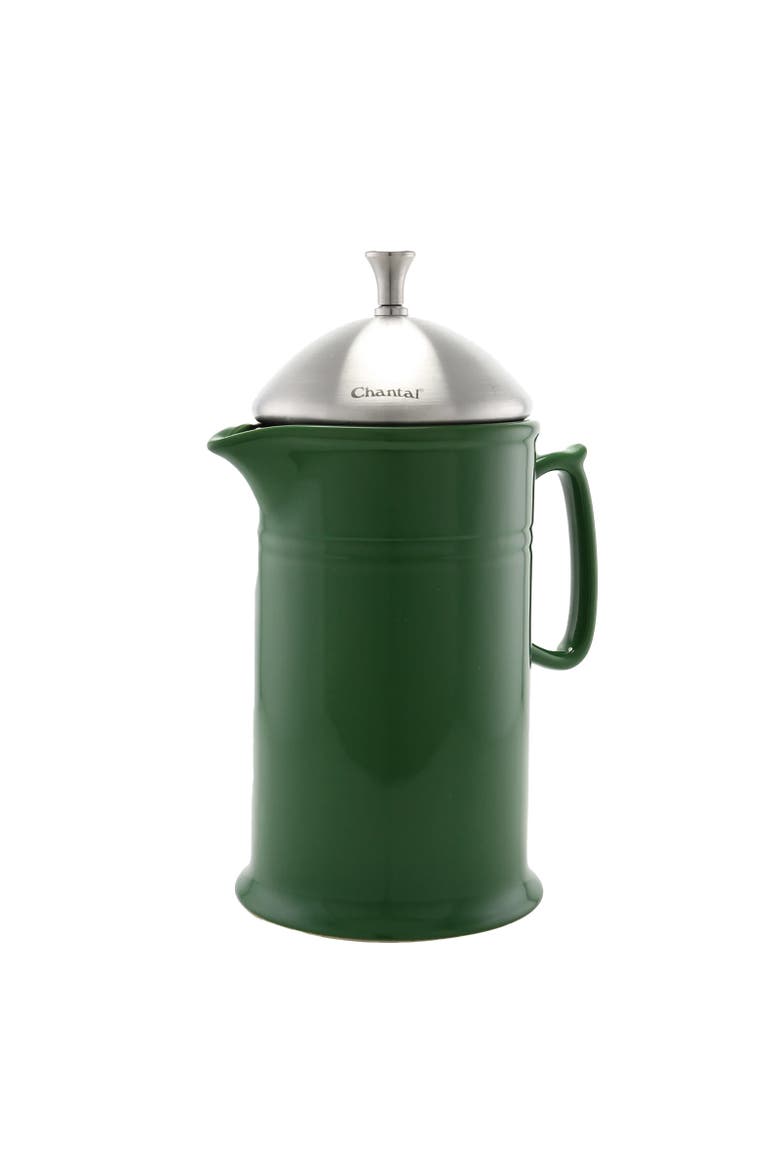 28 ounce Ceramic French Press with Stainless Plunger, Main, color, Forest Green