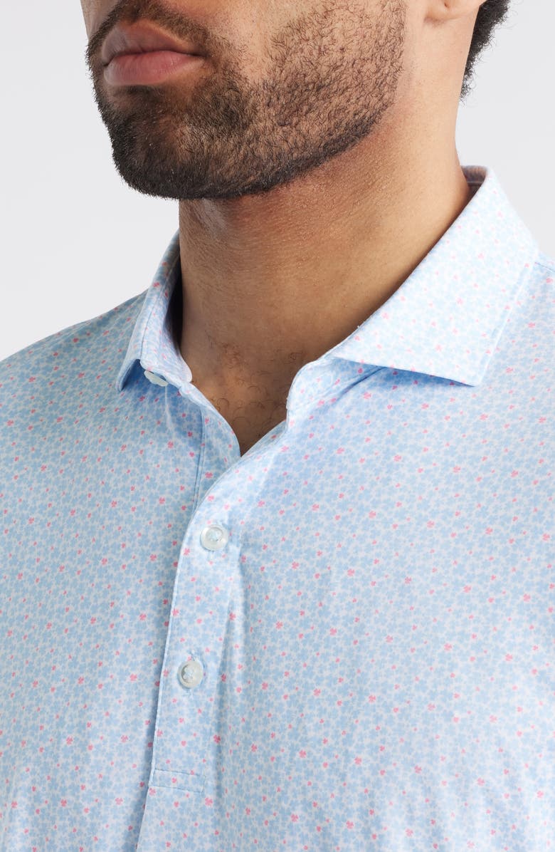 johnnie-O Four Leaf Clover Print Featherweight Performance Polo, Alternate, color, Kona