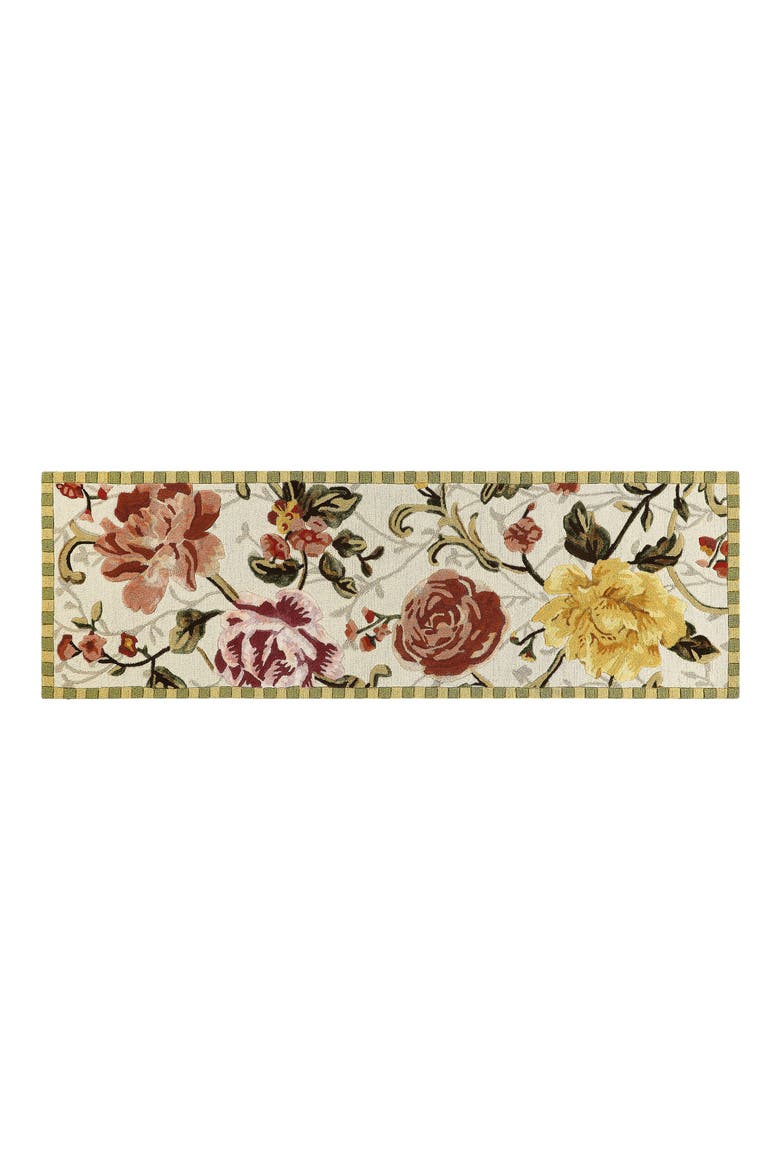 Golden Peonies Runner, Main, color, WHITE