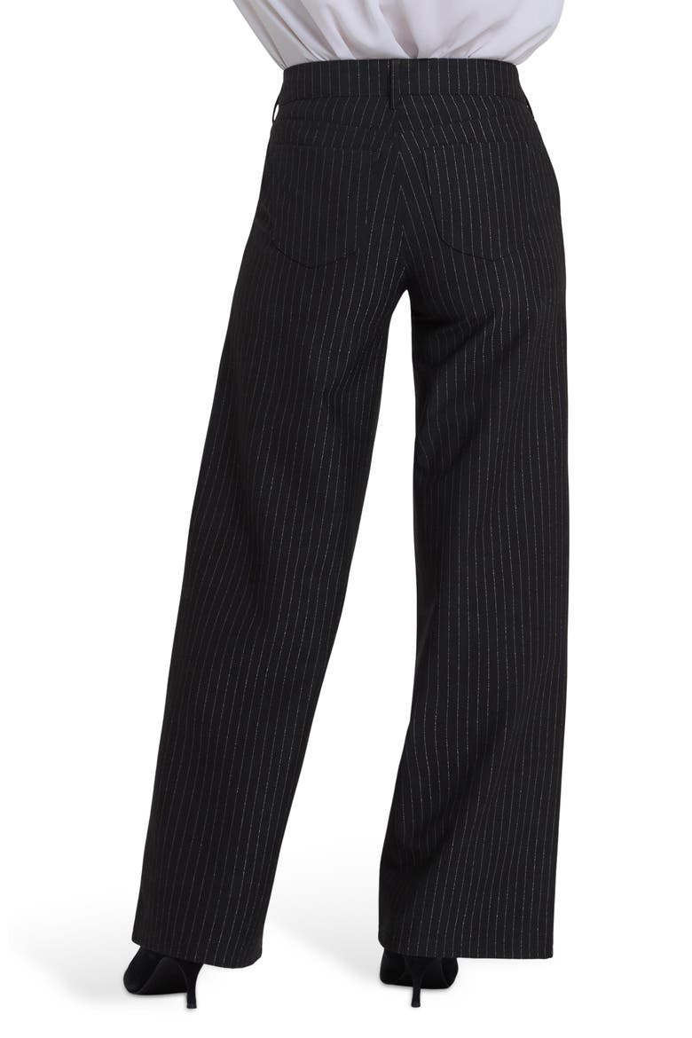 Metallic Stripe Wide Leg Pants, Alternate, color, BLACK