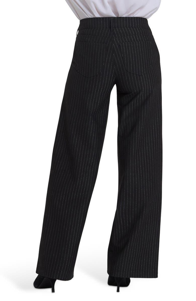 NYDJ Metallic Stripe Wide Leg Pants, Alternate, color, Black