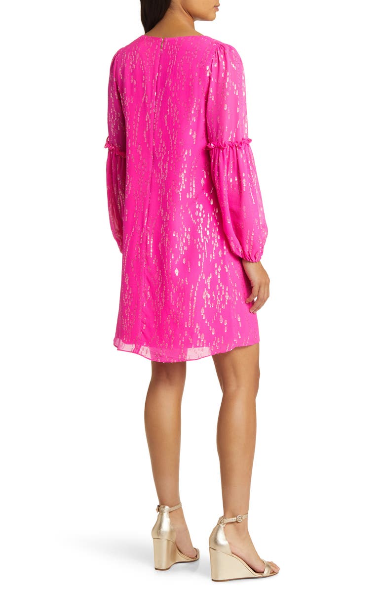Lilly Pulitzer<sup>®</sup> Cleme Metallic Fil Coupé Long Sleeve Silk Chiffon Shift Dress, Alternate, color, 