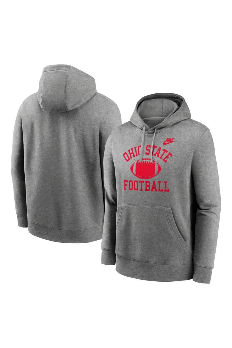 Men's Nike Heather Gray Ohio State Buckeyes Legacy Football Icon Club Fleece Pullover Hoodie, Alternate, color, Heather Gray