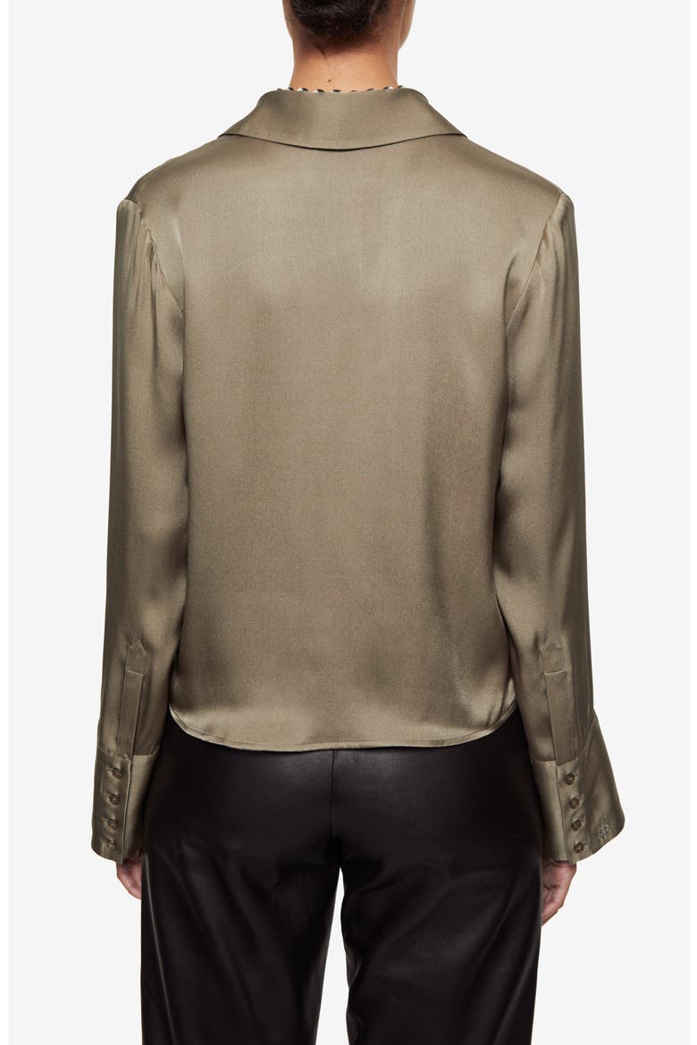 Mackenzie Silk Button-Up Top, Alternate, color, DARK GREEN