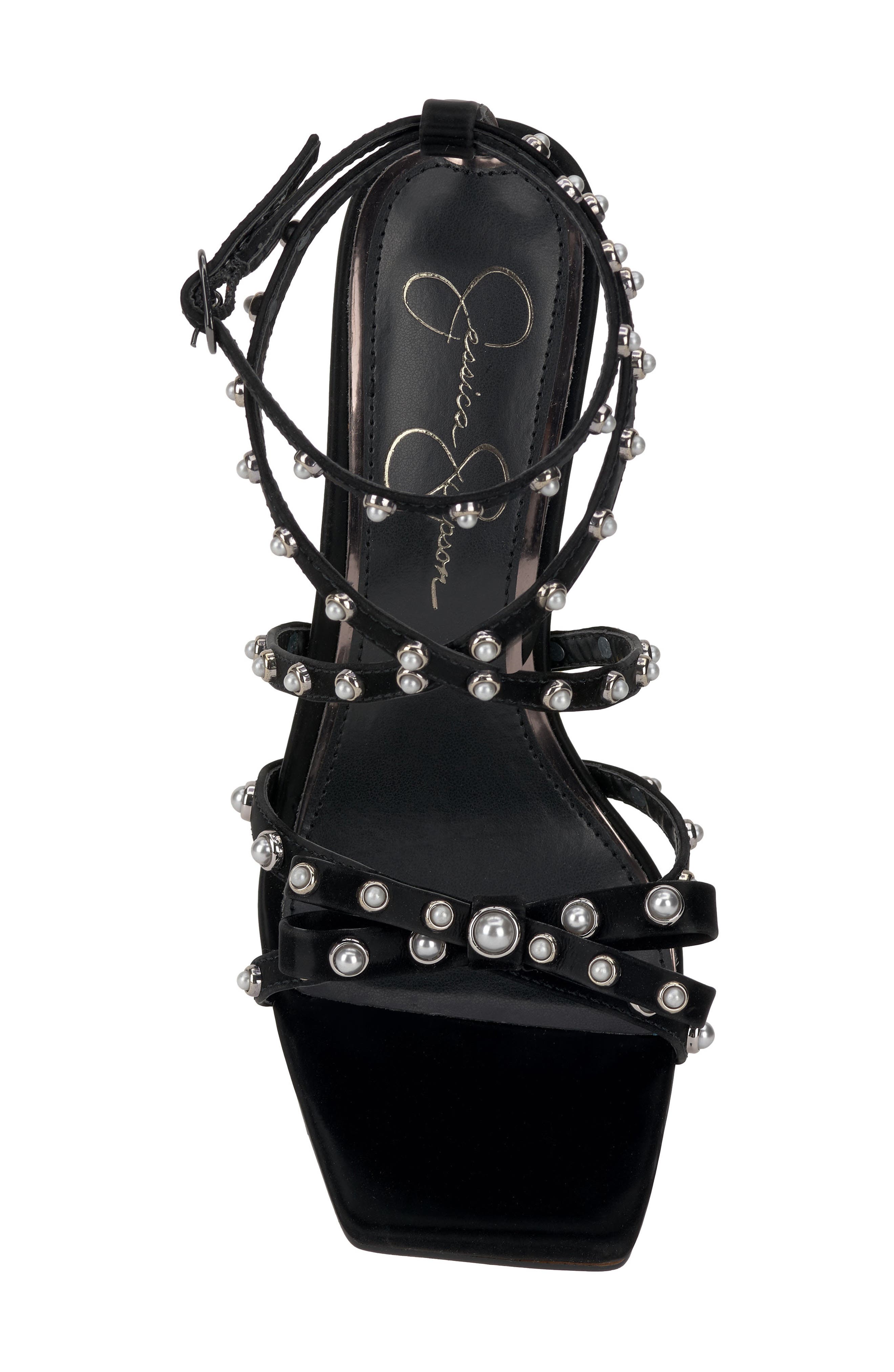 Jessica Simpson Loelva Studded Strappy Sandal, Alternate, color, Black