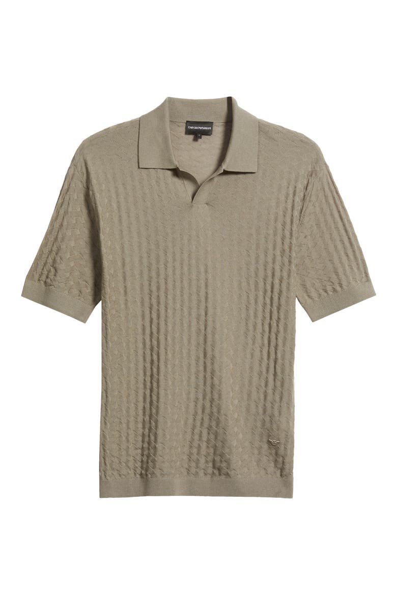 Basket-Weave Stitch Johnny Collar Virgin Wool Polo Sweater, Alternate, color, SOLID MEDIUM BEIGE