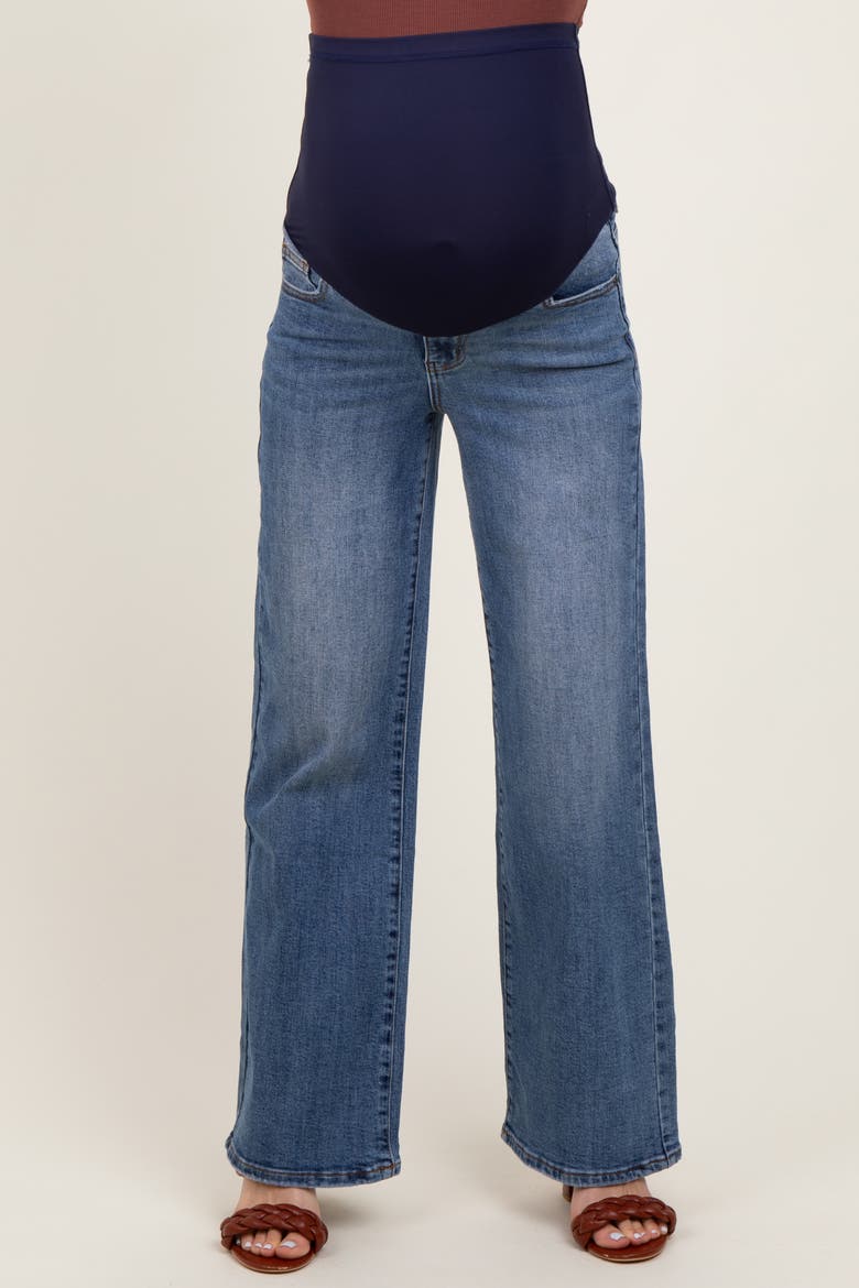 Classic Wash Wide Leg Maternity Jeans, Alternate, color, Blue