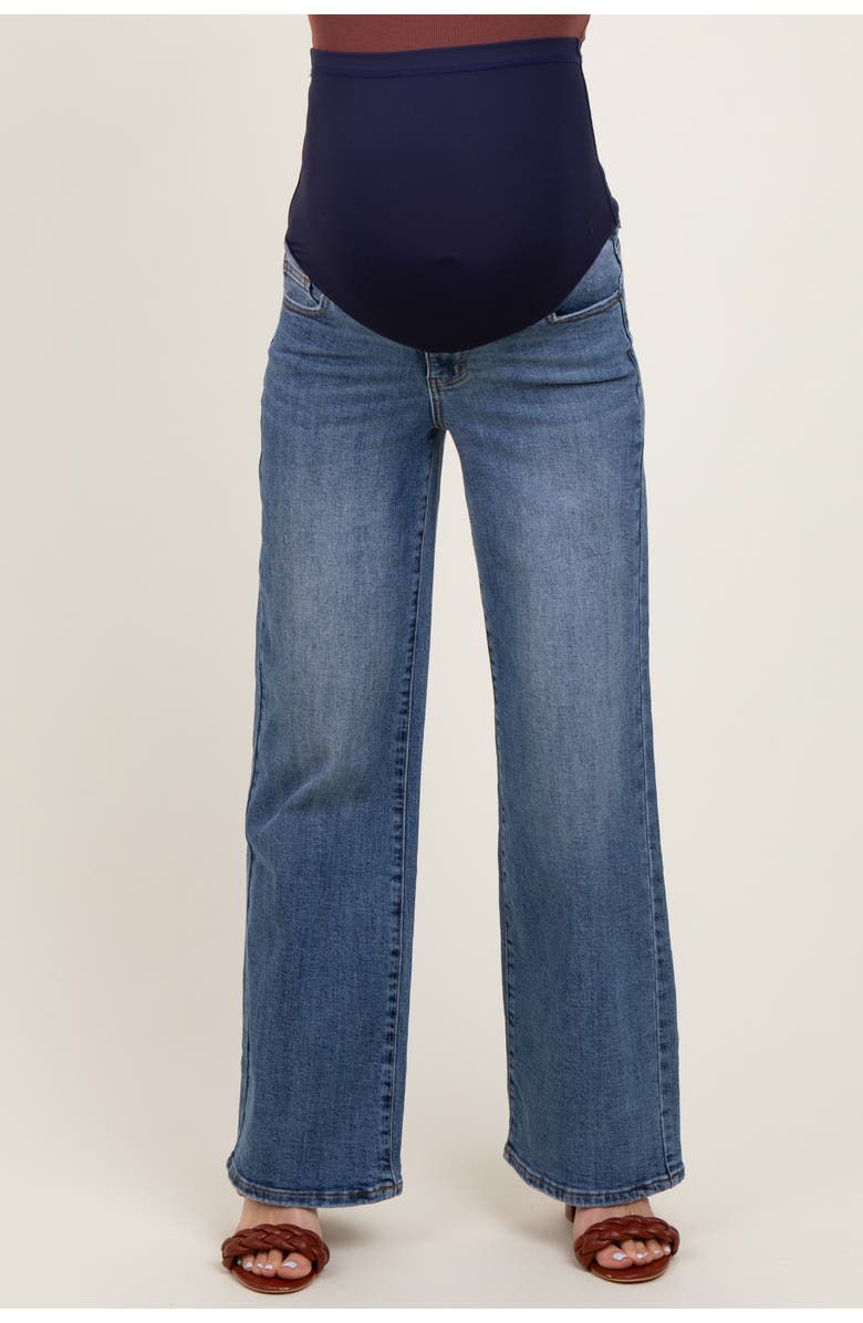 PinkBlush Classic Wash Wide Leg Maternity Jeans, Alternate, color, Blue