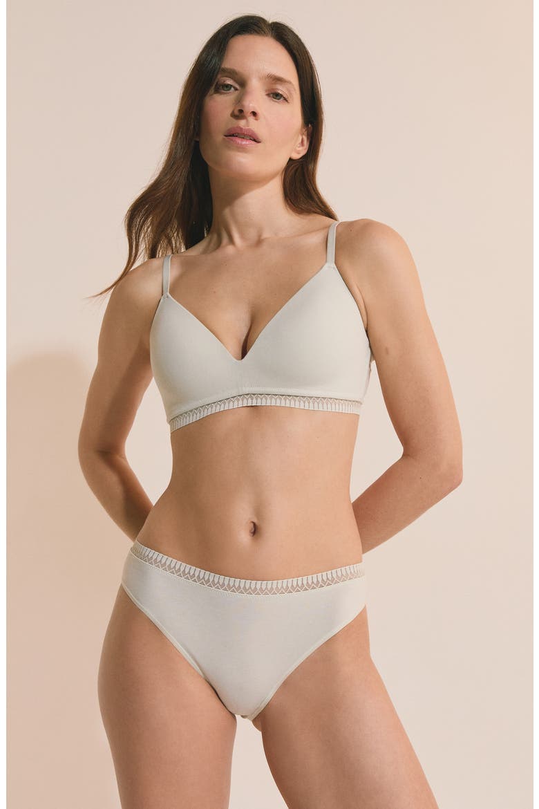 Happily Wireless Stretch Cotton Triangle Bra, Alternate, color, ANISE