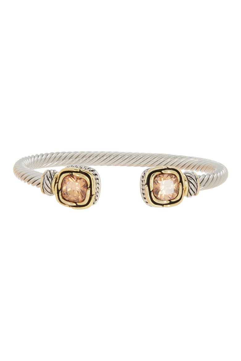 Two-Tone Citrine End Cap Cuff Bracelet, Main, color, TWO TONE