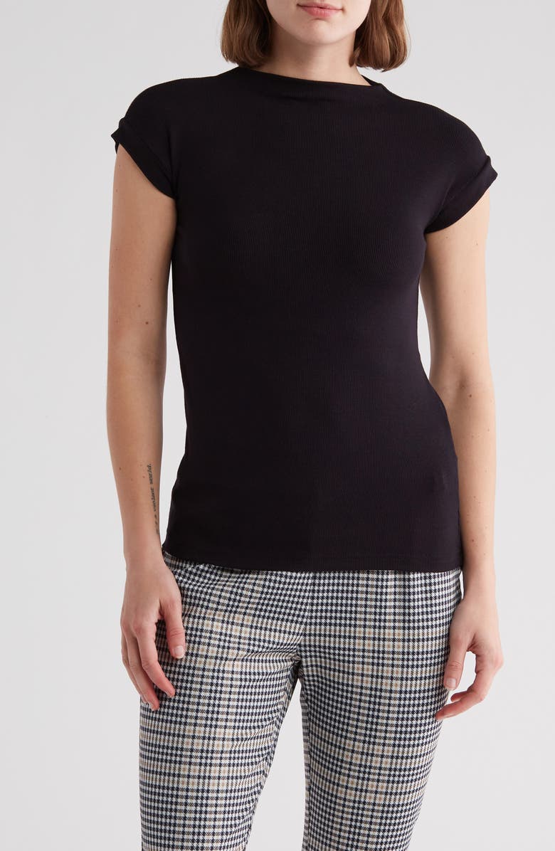 INDUSTRY REPUBLIC CLOTHING Shrunken Mock Neck Rib Top, Main, color,