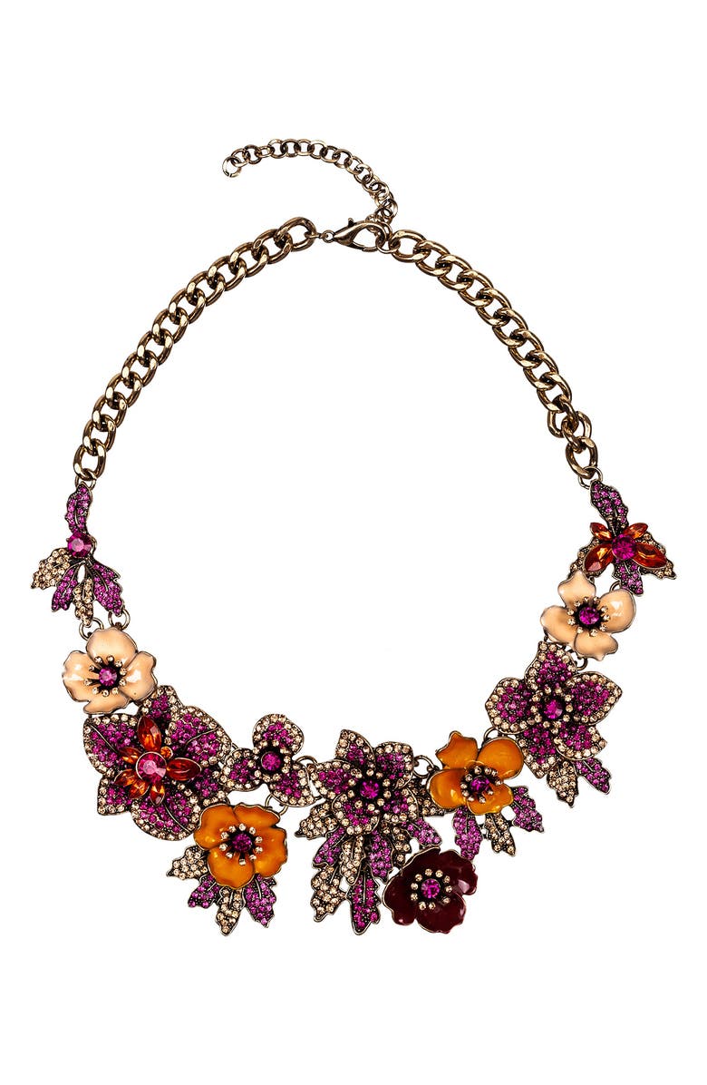 EYE CANDY LOS ANGELES Amy Pave Crystal Floral Collar Necklace, Main, color, Multi