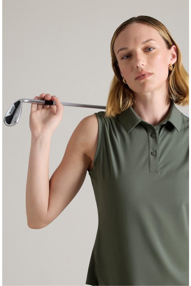 Course to Court Sleeveless Polo, Alternate, color, OLIVE SHADOW
