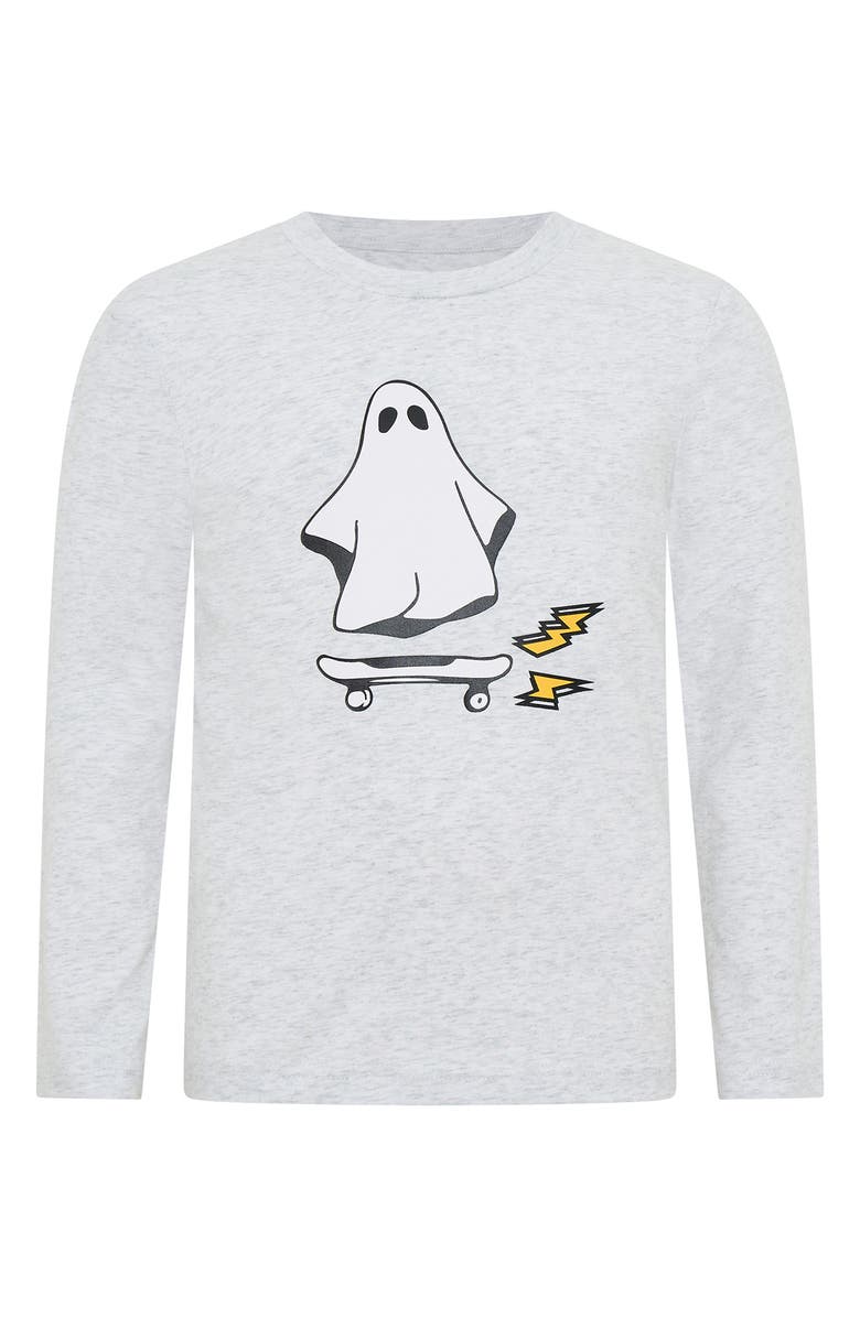 dot australia Kids' Skating Ghost Long Sleeve Graphic T-Shirt, Main, color, Grey Marle