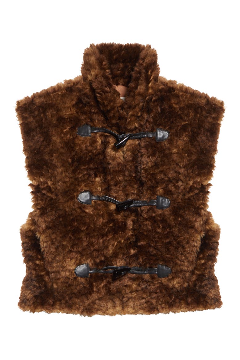 Jocya Faux Fur Vest, Alternate, color, BROWN
