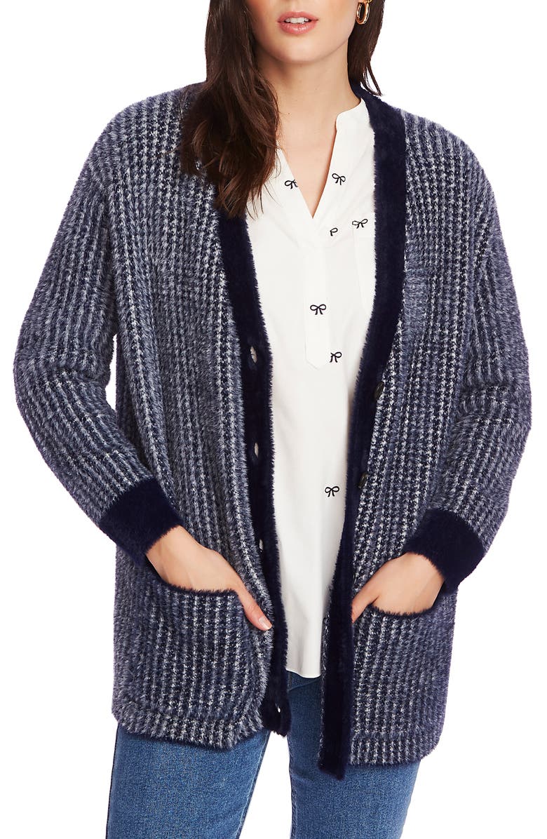 Court & Rowe Houndstooth Eyelash Knit Cardigan, Main, color, 