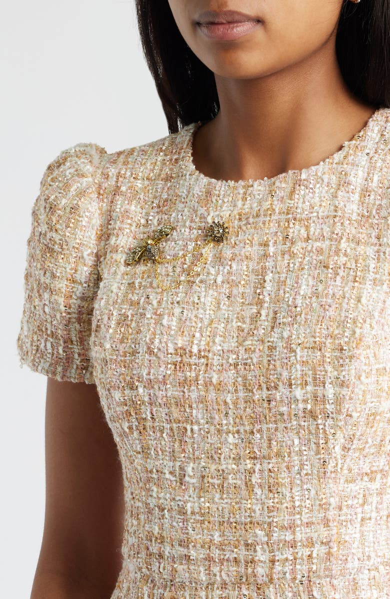 Vince Camuto Pin Detail Bouclé Dress, Alternate, color, 