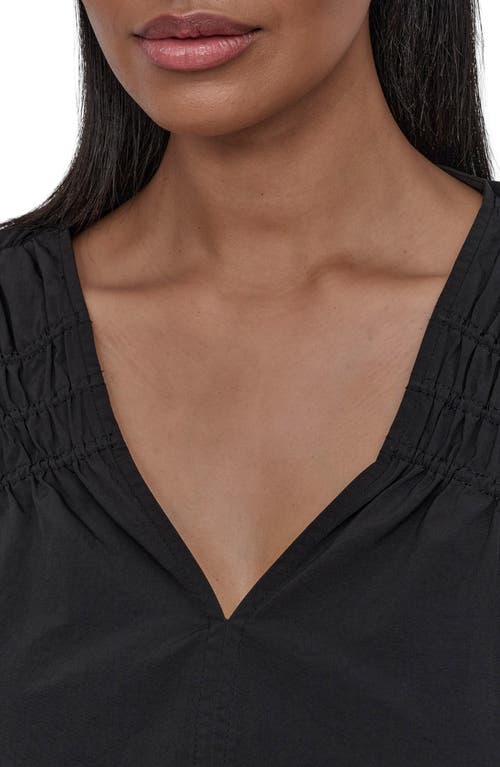 Dkny Shirred Puff Sleeve Peplum Top In Black