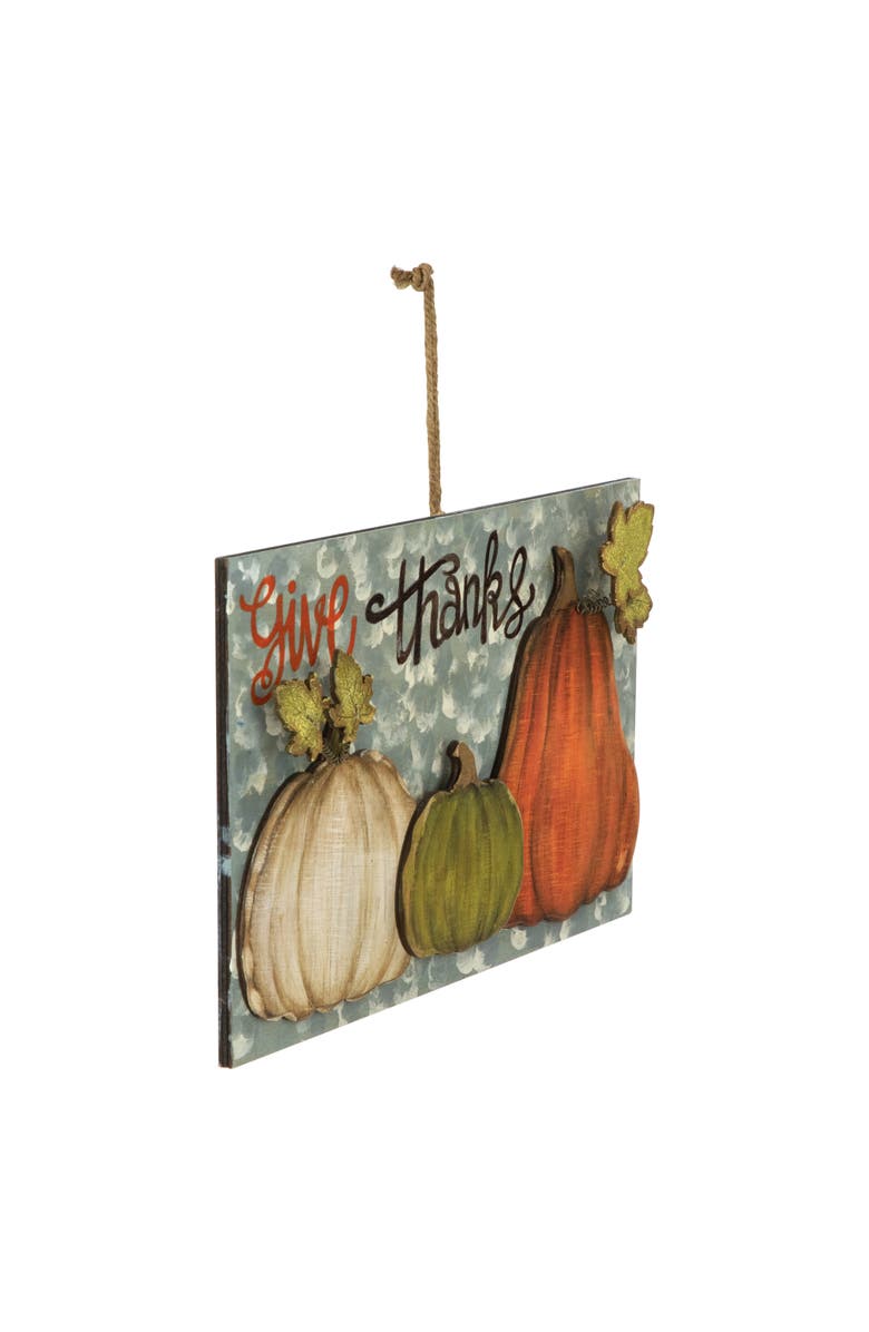 Northlight Layered Gourds "Give Thanks" 2-D Fall Harvest Hanging Wall Sign - 16.5", Alternate, color, Orange