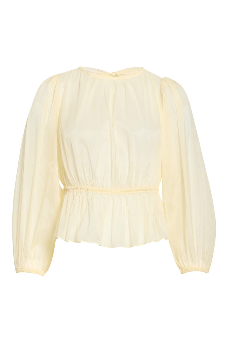 Amie Peplum Sheer Chiffon Top, Alternate, color, LEMON