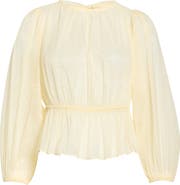 ASTR the Label Amie Peplum Sheer Chiffon Top