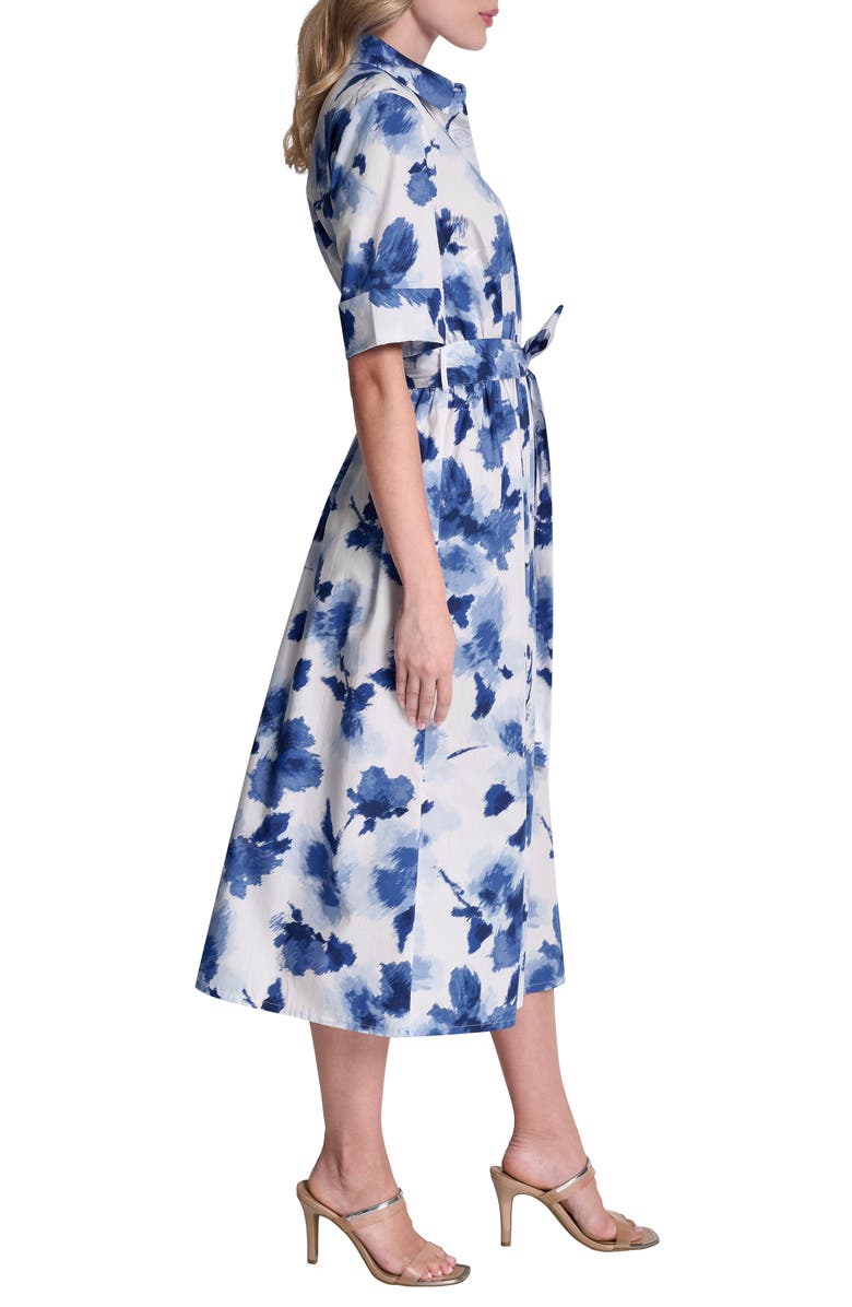 DKNY Printed Tie Waist Shirtdress, Alternate, color, Cornflower