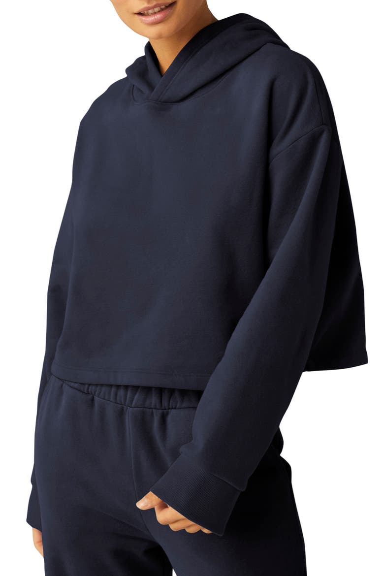 Happiness Crop Hoodie, Alternate, color, AFTER DARK NAVY