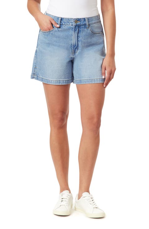 High Rise Side Slit Denim Shorts