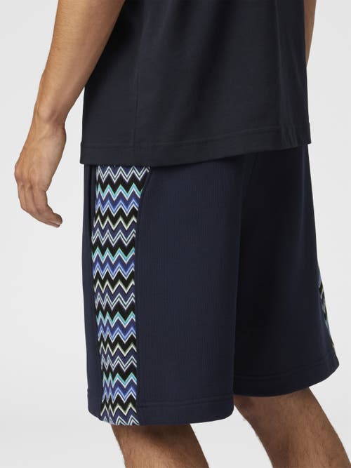 Missoni Cotton Shorts With Zigzag Insert In Blue